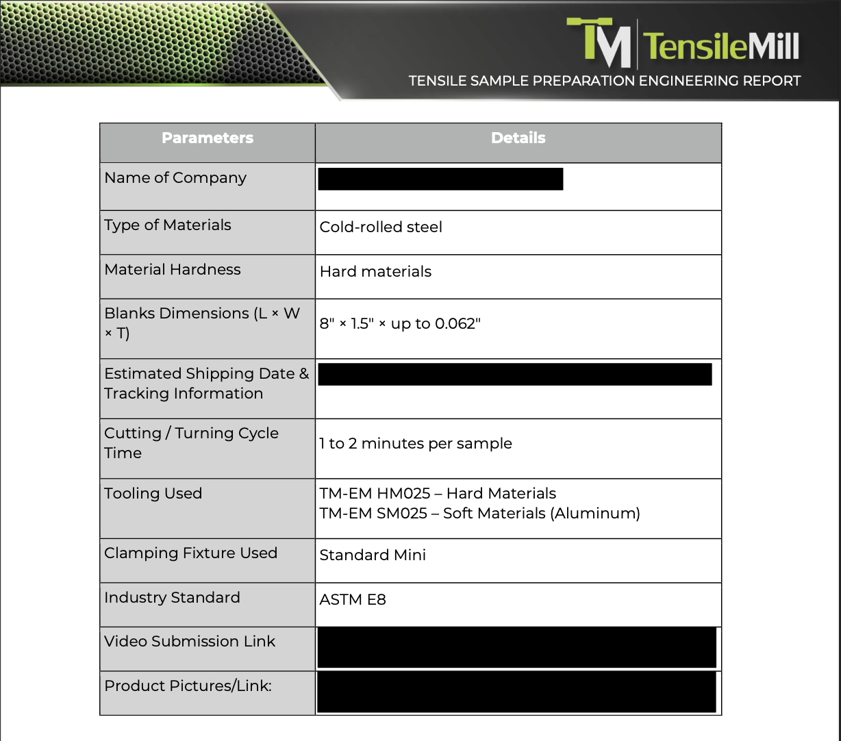 CNC Mini Sample Report